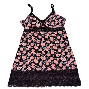 Marilyn Monroe Intimates Plus Size Black Pink Floral Lace Chemise‎ Nightgown, 2X